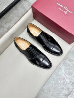 Ferragamo Black calfskin Leather Shoes-Ferragamo Man Business Leather Shoes